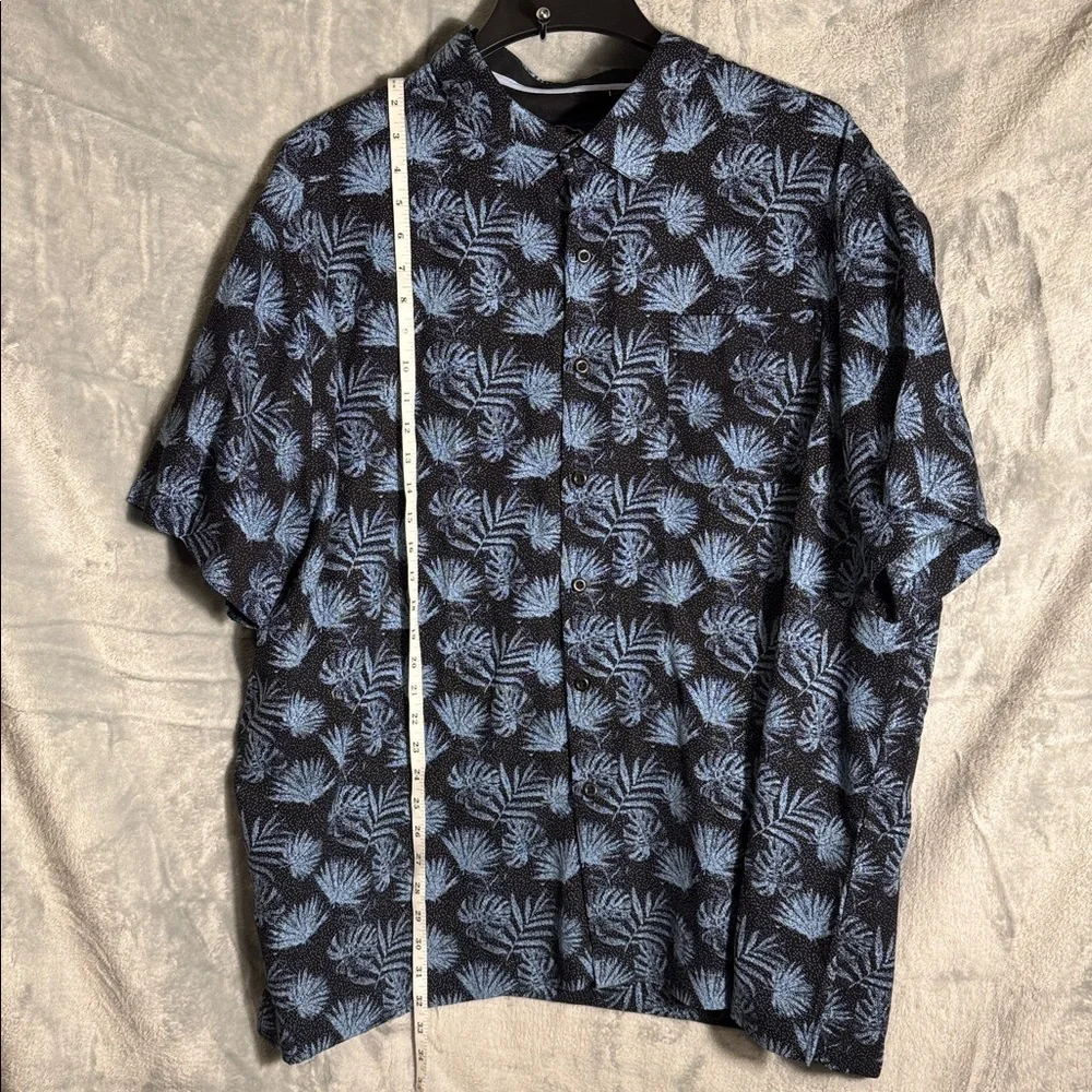 Nat Nast Men's XXL shirt Black Blue Patterned‎ silk cotton blend button